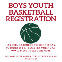 Boys Youth Basketball Registration has been extended.