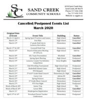 Cancelled/Postponed Events List