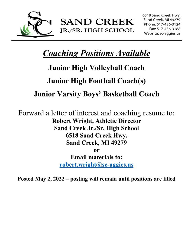 Coaching positions