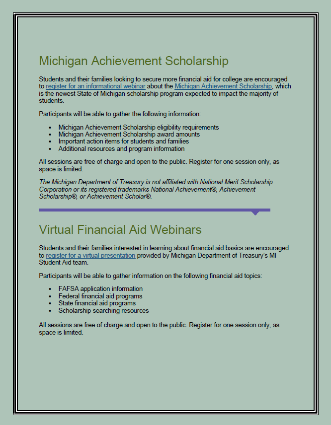 MI Achievement Scholarship